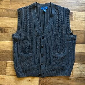 Vtg Towncraft cable knit cardigan sweater vest